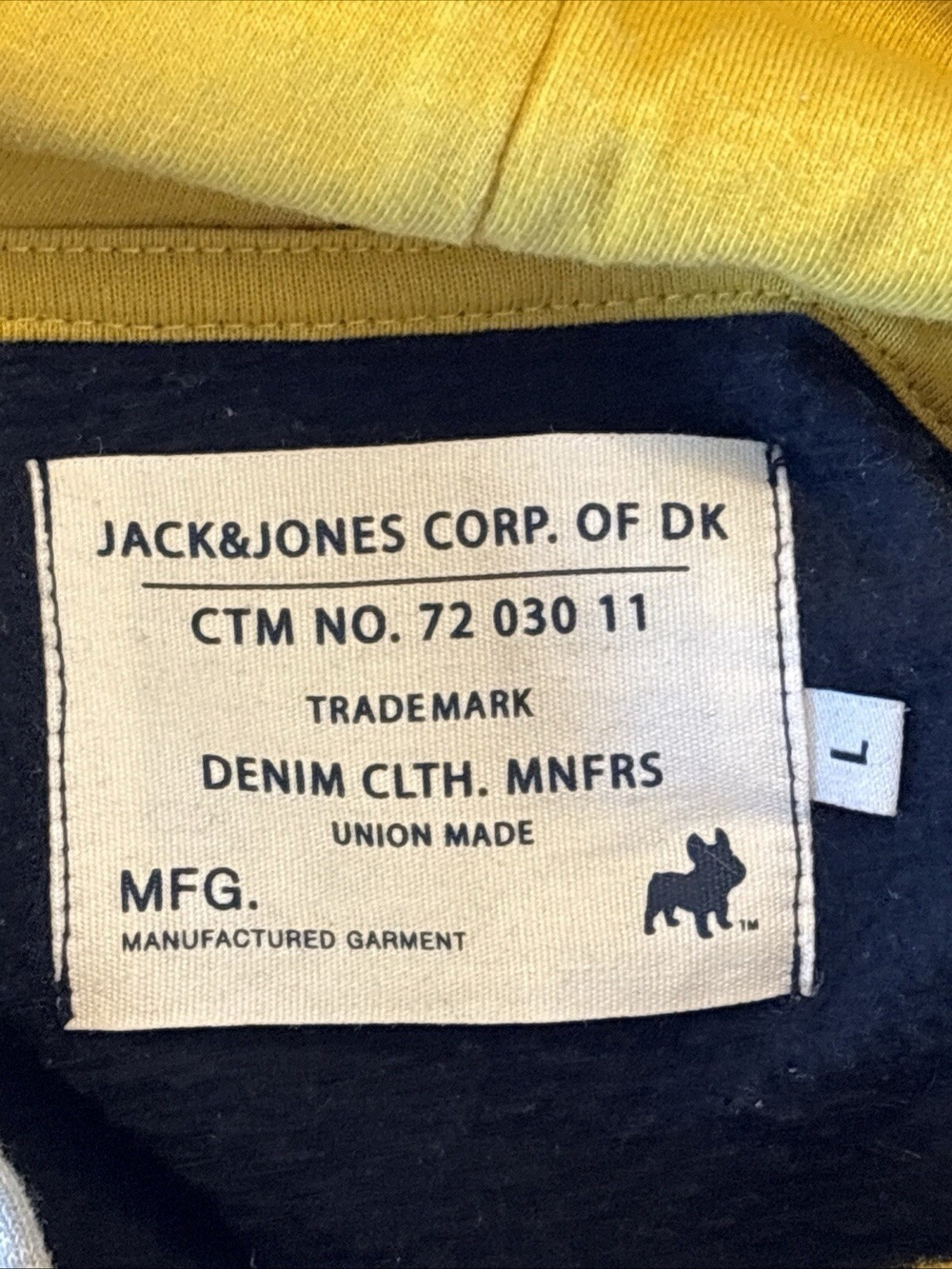 Jack & Jones Large L Navy Hoodie Yellow Light Gray Comfy Fit 7203011 Soft - Picture 15 of 15